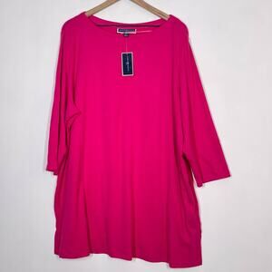 NEW Karen Scott Top Women's Plus Size 3X Pink Long Sleeve Cotton Casual Top